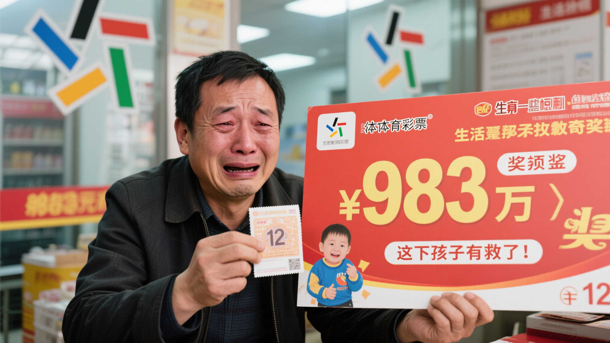 父亲喜中体彩983万泪光闪烁:孩子的未来有希望了! 父亲喜中体彩983万泪光闪烁:孩子的未来有希望了!