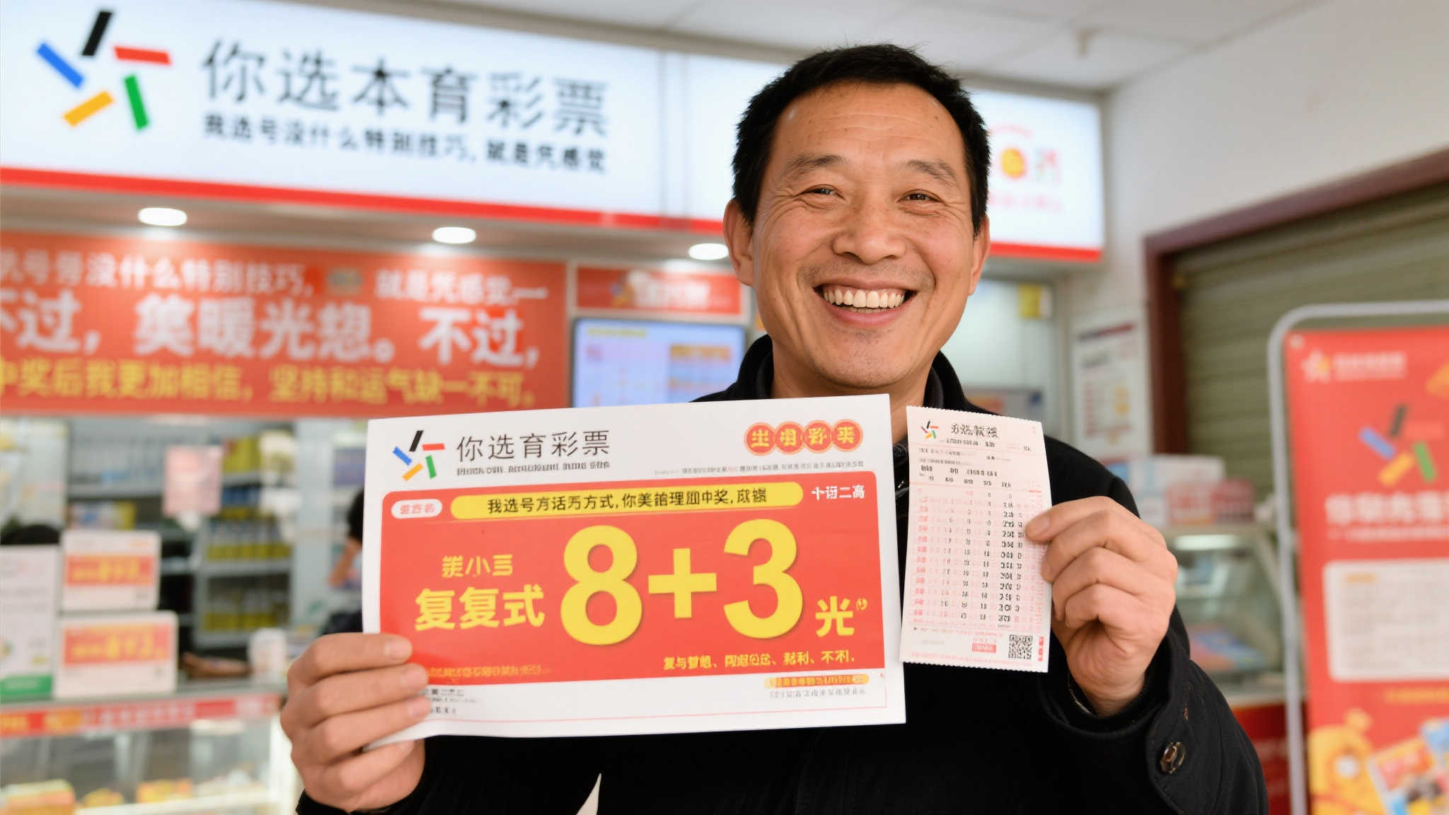 金融才子喜中大乐透1028万:8+3复式票献礼英雄家属 值得一提的是,这次中奖的“8+3”复式票