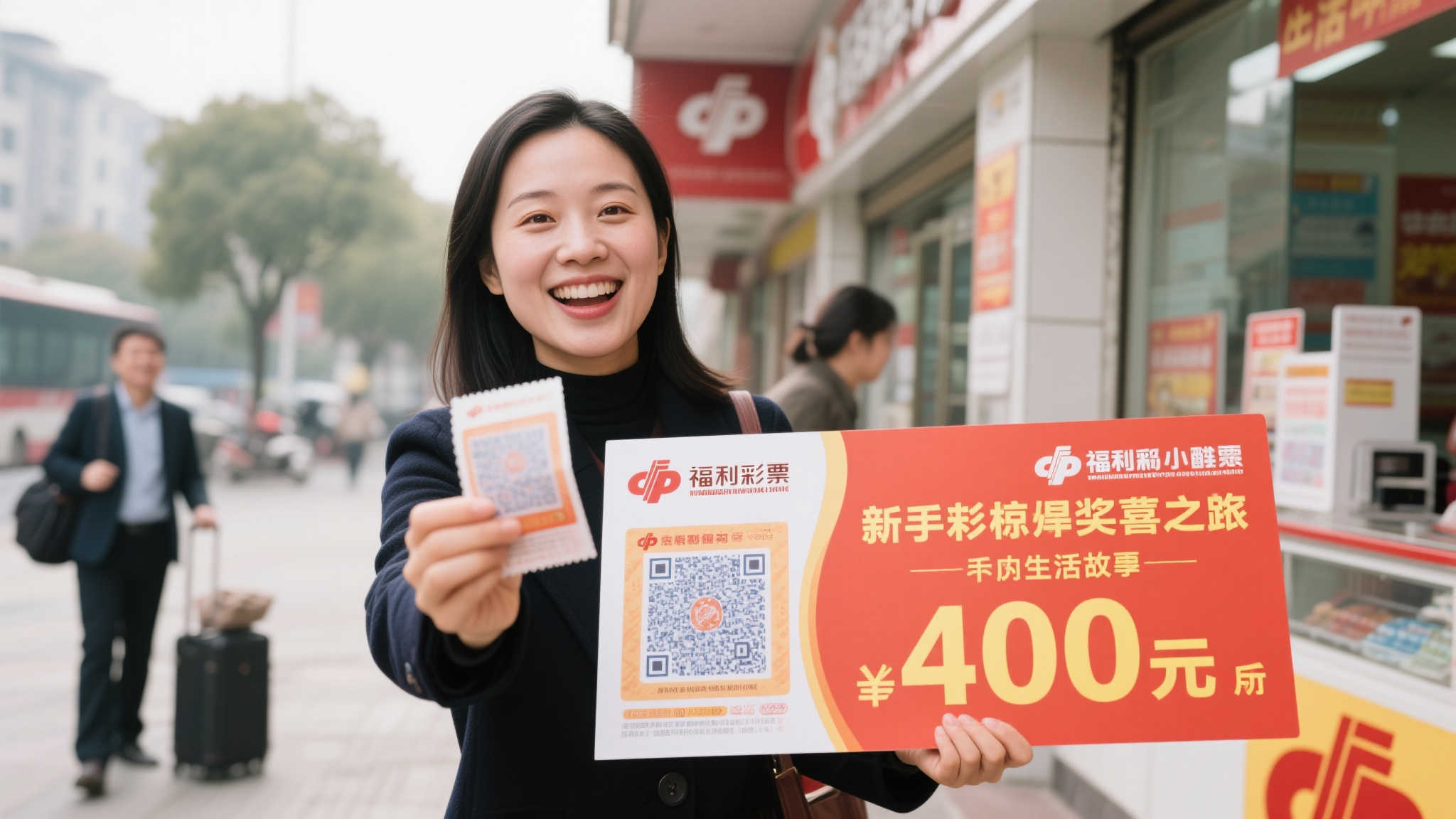 女彩民出差偶中福彩40万：新手竟有如此好运！